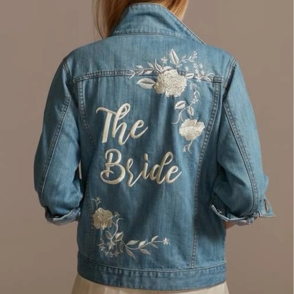 DB Studio The Bride Embroidered Denim Jacket Cowgirl Country western Floral L
